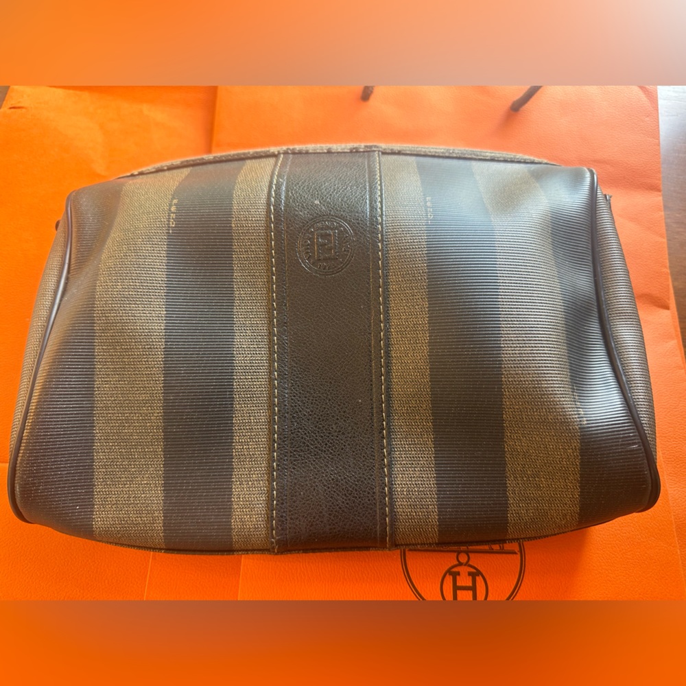 FENDI authentic pochette small purse zip cosmetic bag Italy
